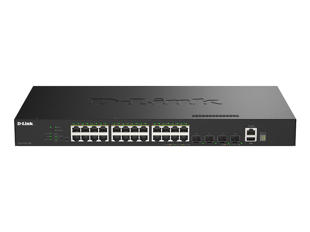 D-Link DGS-1530-28P/E netværksswitch Administreret L2 Gigabit Ethernet (10/100/1000) Strøm over Ethernet (PoE) Sort