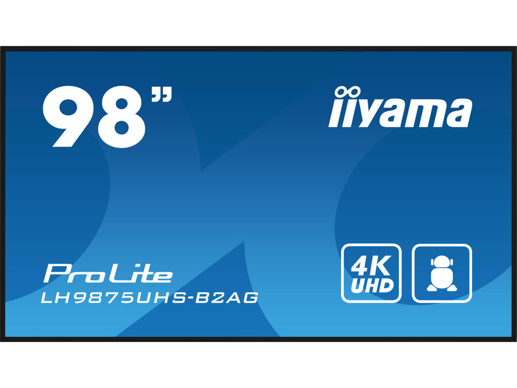 iiyama LH9875UHS-B2AG skilte display Digital fladpaneldisplay 2,48 m (97.5") LED Wi-Fi 500 cd/m² 4K Ultra HD Sort Indbygget processer Android 11 24/7