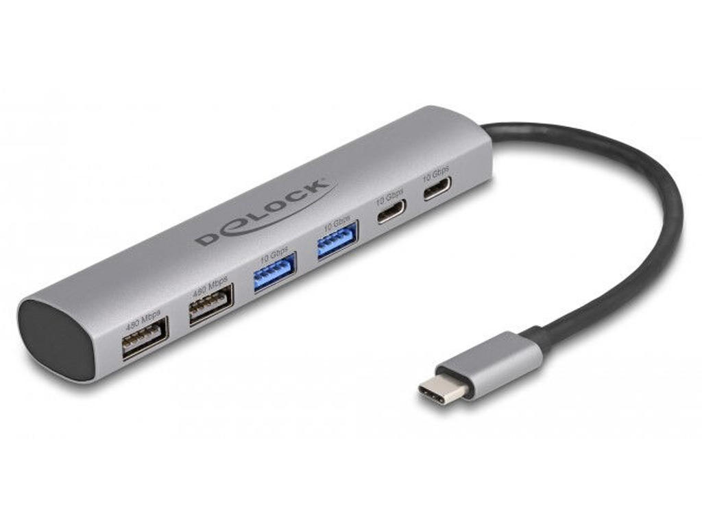 DeLOCK 64232 dockingstation Ledningsført USB 3.2 Gen 1 (3.1 Gen 1) Type-A + Type-C Grå