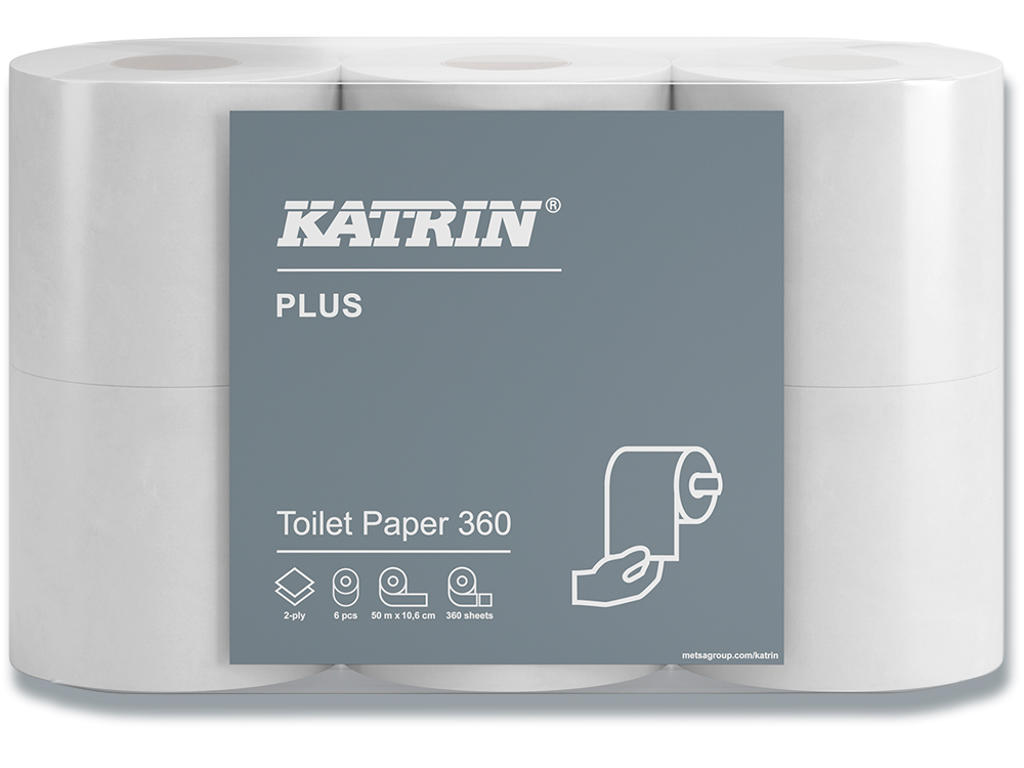 Toiletpapir, Udvendig oprulning, 2 lag, 42 ruller, Katrin Plus 360