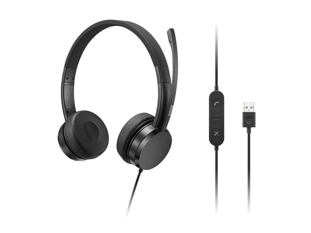 Lenovo 4XD1K18260 hovedtelefoner/headset Ledningsført Musik/hverdag USB Type-A Sort