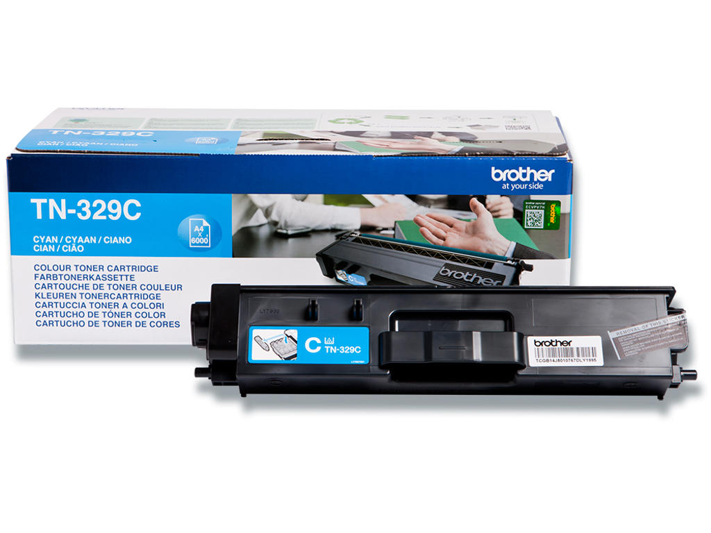 Toner, TN329C, Cyan-blå, 6.000 sider, Brother 