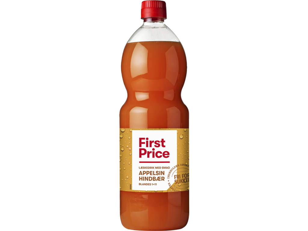 Læskedrik, Appelsin-Hindbær, 1 liter, First Price