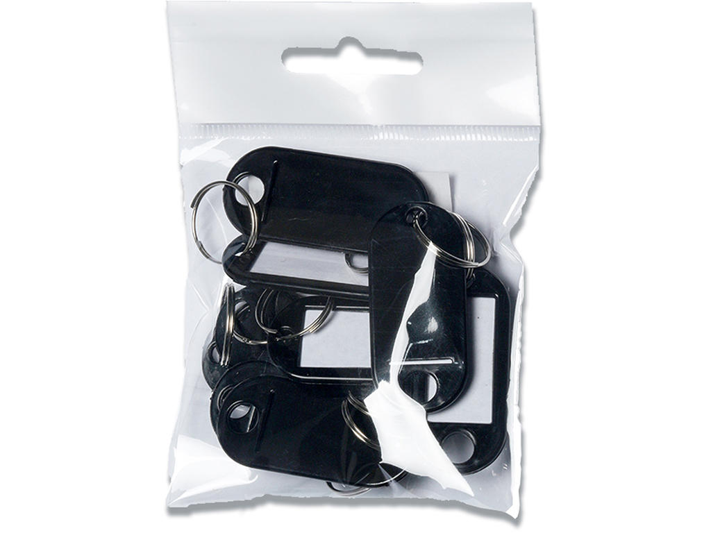 Nøglehænger, Sort, 10 stk, Med ring, BNT 