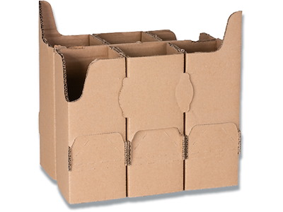 Indlæg til ølforsendelseskasse, Til 6 flasker, Brun, 1 stk