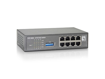 LevelOne FEP-0800W65 netværksswitch Fast Ethernet (10/100) Strøm over Ethernet (PoE) Grå