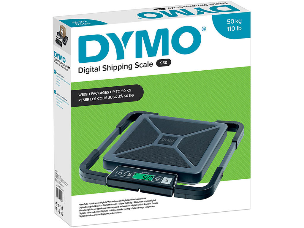 Pakkevægt, Vejeflade 30x30 cm, Vejeinterval 500g-50kg, Vejepræcision 100 g, Dymo Digital S50