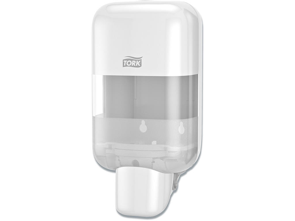 Dispenser, Til sæbe og hånddesinfektion, Trykknap, Hvid, 525 ml refill, Tork Mini S5