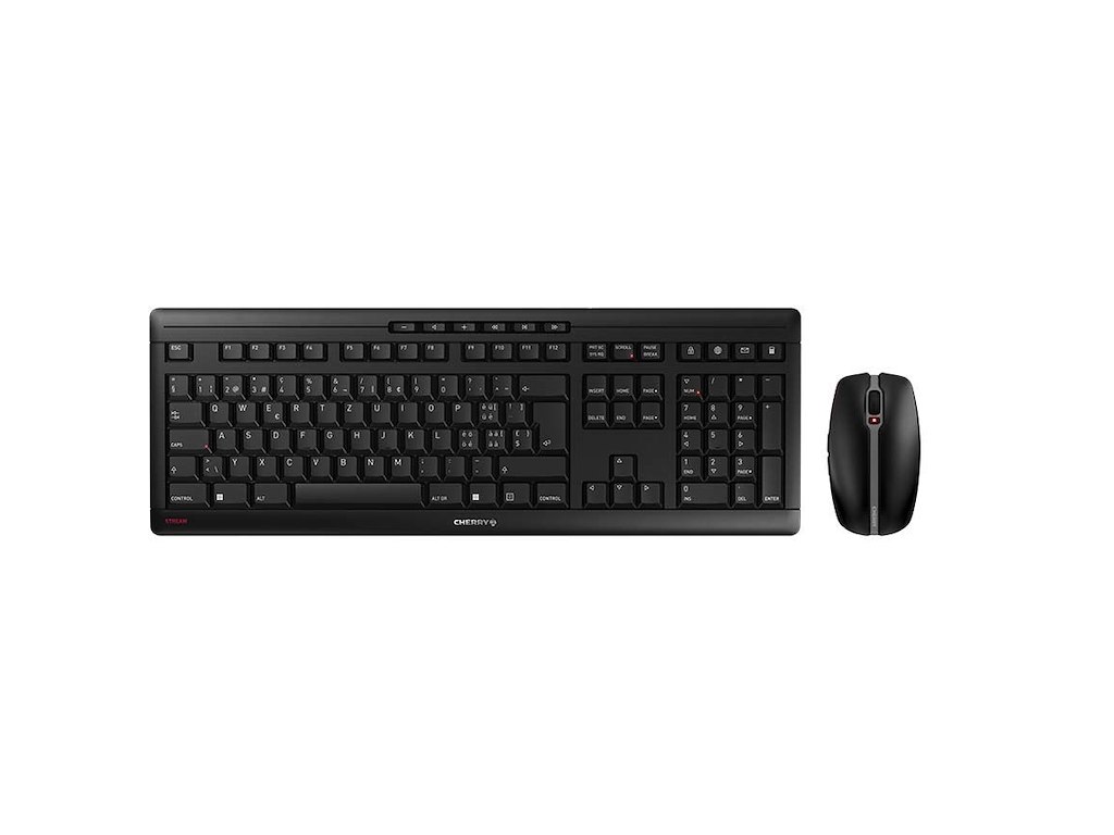 CHERRY Stream Desktop tastatur Mus inkluderet Kontor RF trådløst QWERTZ Schweizisk Sort