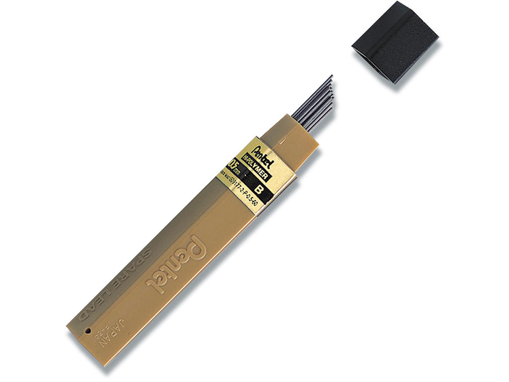 Blyantstifter, 0.5 mm, B, 12 stifter, Pentel Hi-Polymer C505