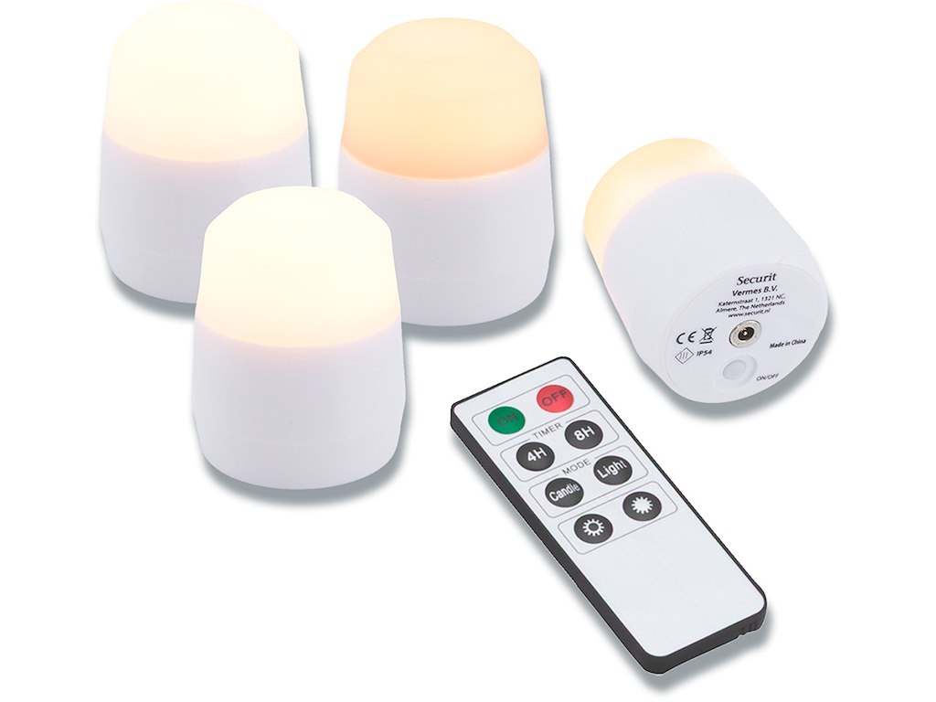 LED fyrfadslys, 4 stk, Hvidt lys, Securit Amsterdam