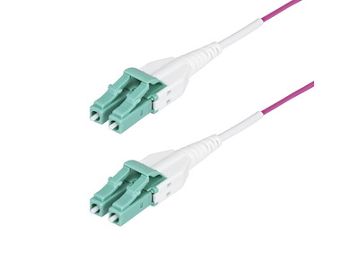 StarTech.com 1m (3ft) LC to LC (UPC) OM4 Multimode Fiber Optic Cable, Erika Violet, 50/125µm, 40G/100G, LOMMF/VCSEL, Uniboot Fiber Jumper Cord, OFNR Riser Rated