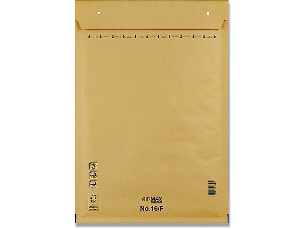 Boblekuvert, Indvendig: 215x340 mm, Brun, 100 stk, Airmax No. 16/F