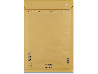 Boblekuvert, Indvendig: 215x340 mm, Brun, 100 stk, Airmax No. 16/F