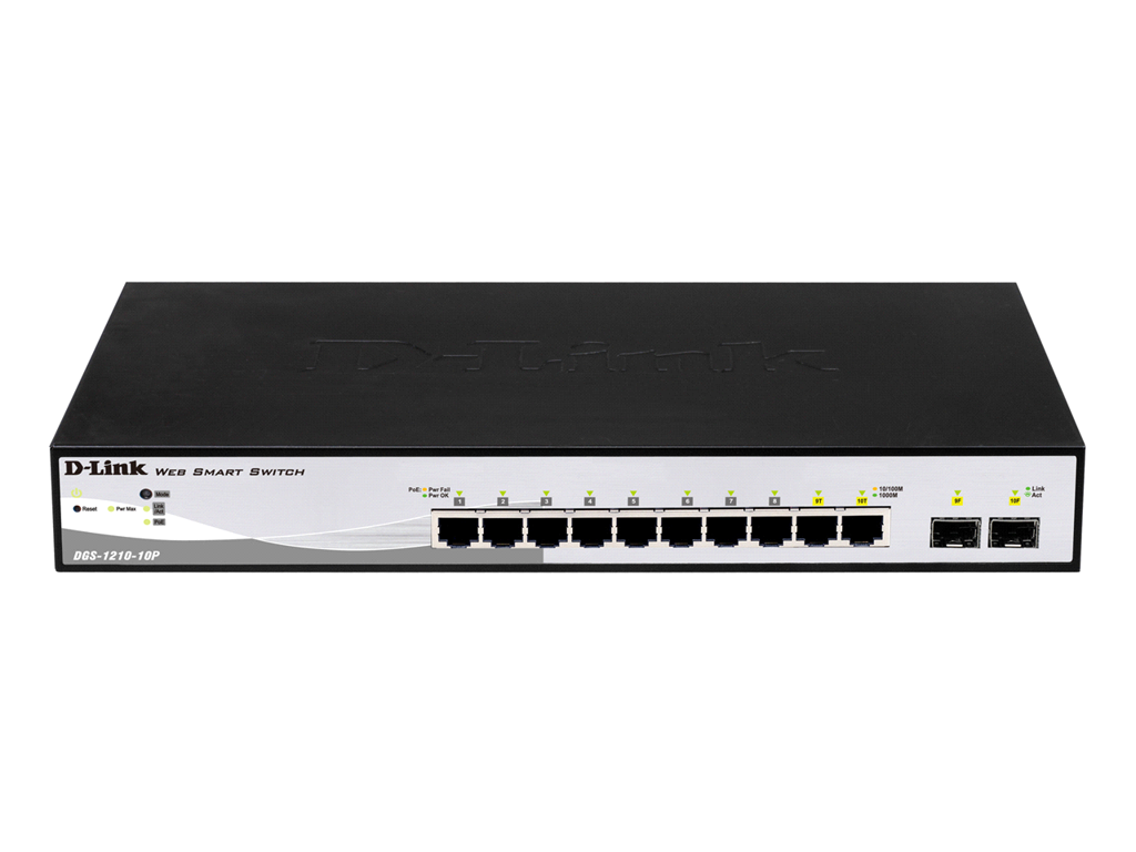 D-Link DGS-1210-10P netværksswitch Administreret L2 Gigabit Ethernet (10/100/1000) Strøm over Ethernet (PoE) 1U Sort