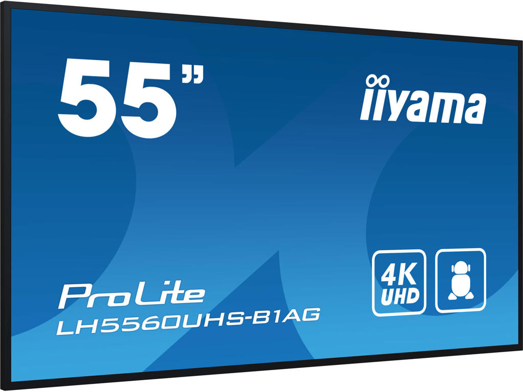iiyama LH5560UHS-B1AG skilte display Digital A-tavle 138,7 cm (54.6") LED Wi-Fi 500 cd/m² 4K Ultra HD Sort Indbygget processer Android 11 24/7