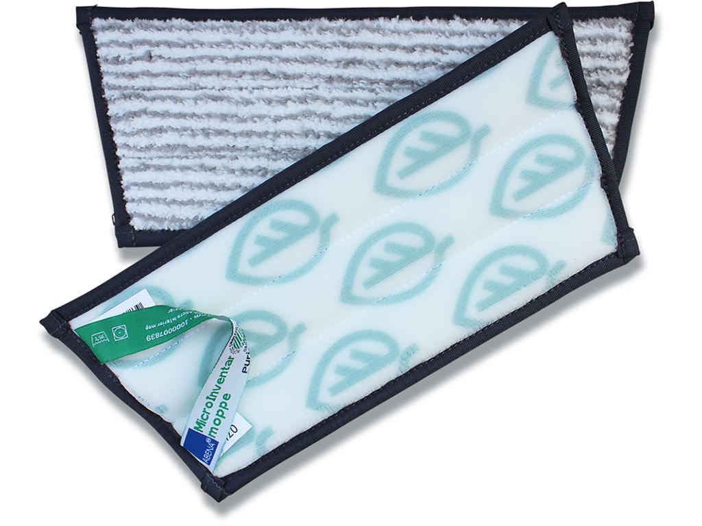 Inventarmoppe, Grå, Mikrofiber, 25 cm, Med velcro, 5 stk, Abena Puri-Line