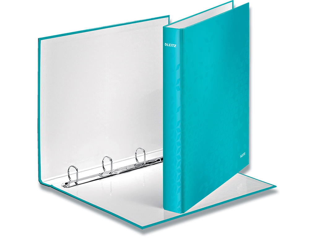 Ringbind, A4 Maxi, 4 D-ringe, Ø25 mm, 4.0 cm, Metallic isblå-hvid, Leitz WOW