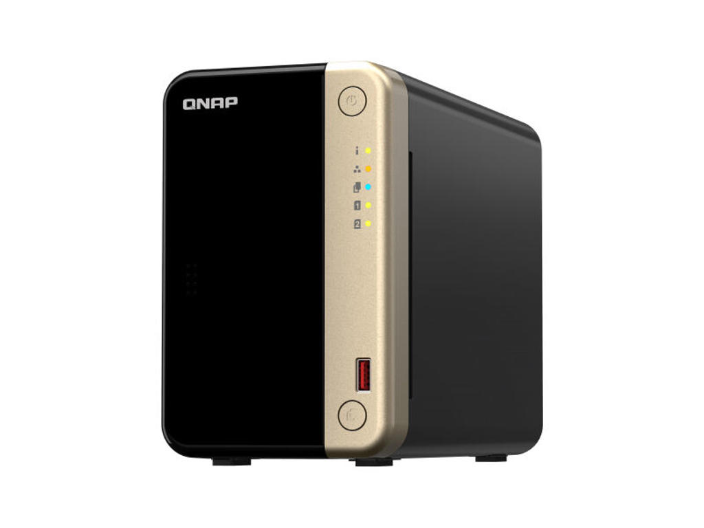 QNAP TS-264 NAS Tower Intel® Celeron® N5095 8 GB 0 TB QNAP QTS Sort, Guld