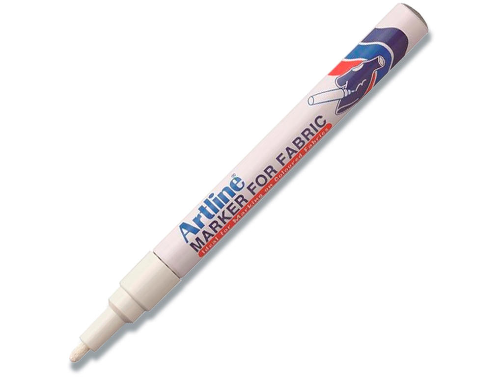 Tekstil marker, Rund spids, 1.2 mm, Hvid, Artline Textil EKC-1