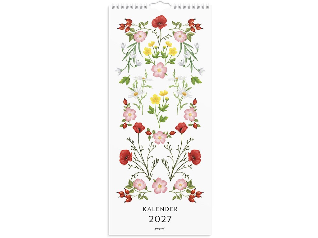 Vægkalender, 2027, Blomster, 1 måned pr. opslag, Mayland