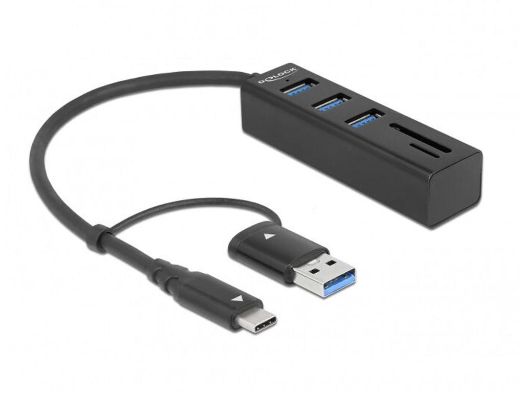 DeLOCK 63859 dockingstation USB 3.2 Gen 1 (3.1 Gen 1) Type-A + Type-C