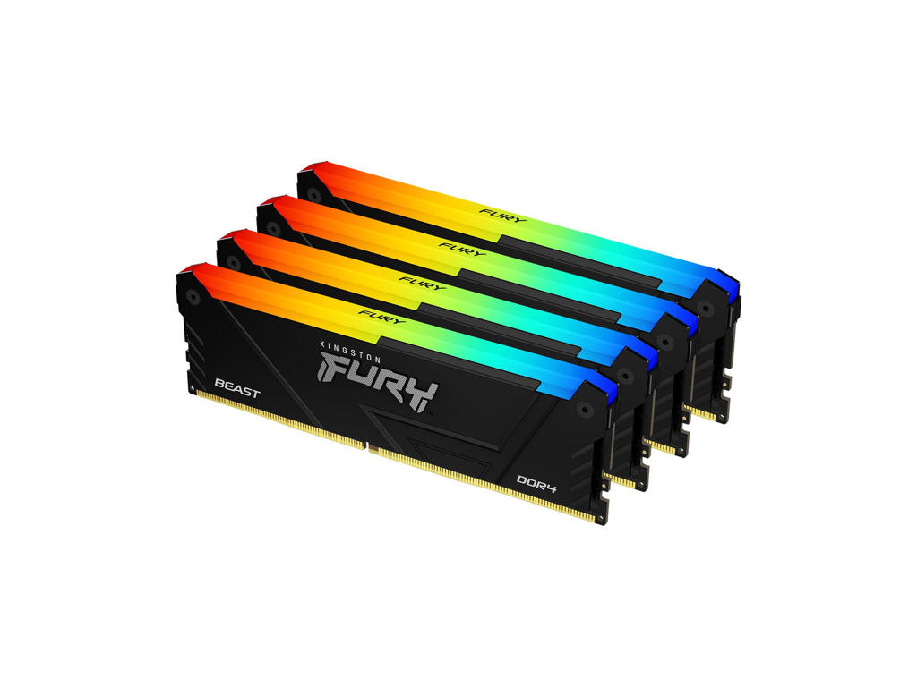 Kingston Technology FURY Beast 128GB 3200MT/s DDR4 CL16 DIMM (Sæt med 4) RGB