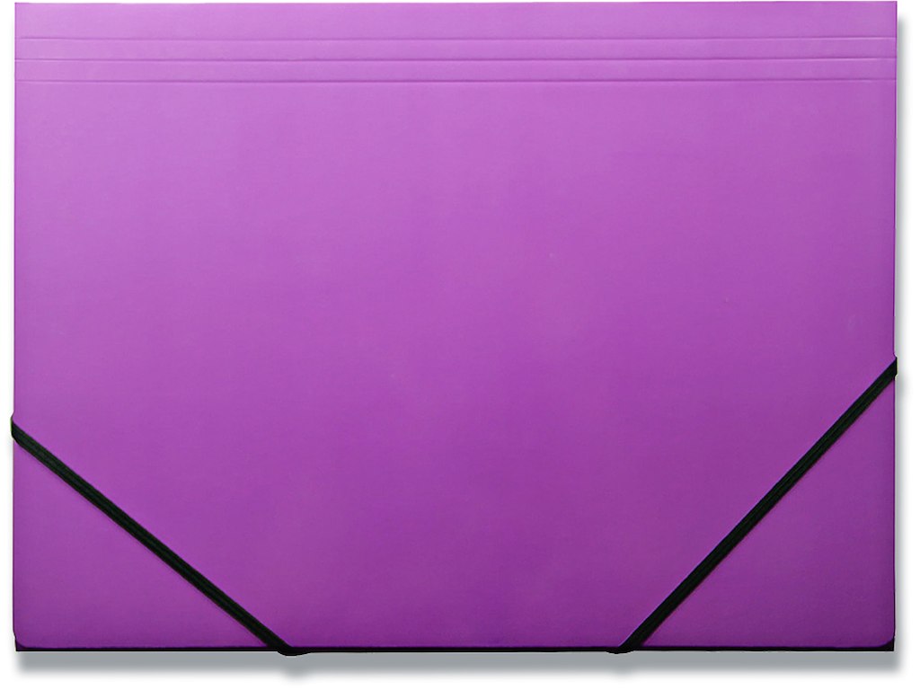 Samlemappe, 3 klapper, 2 elastikker, Lilla, Q-Line 