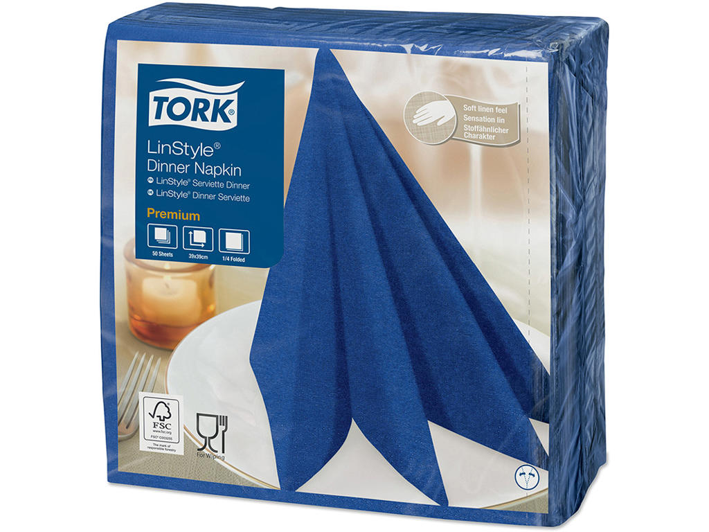 Servietter, 1 lag, Midnatsblå, 40x40 cm, 50 stk, Tork Linstyle