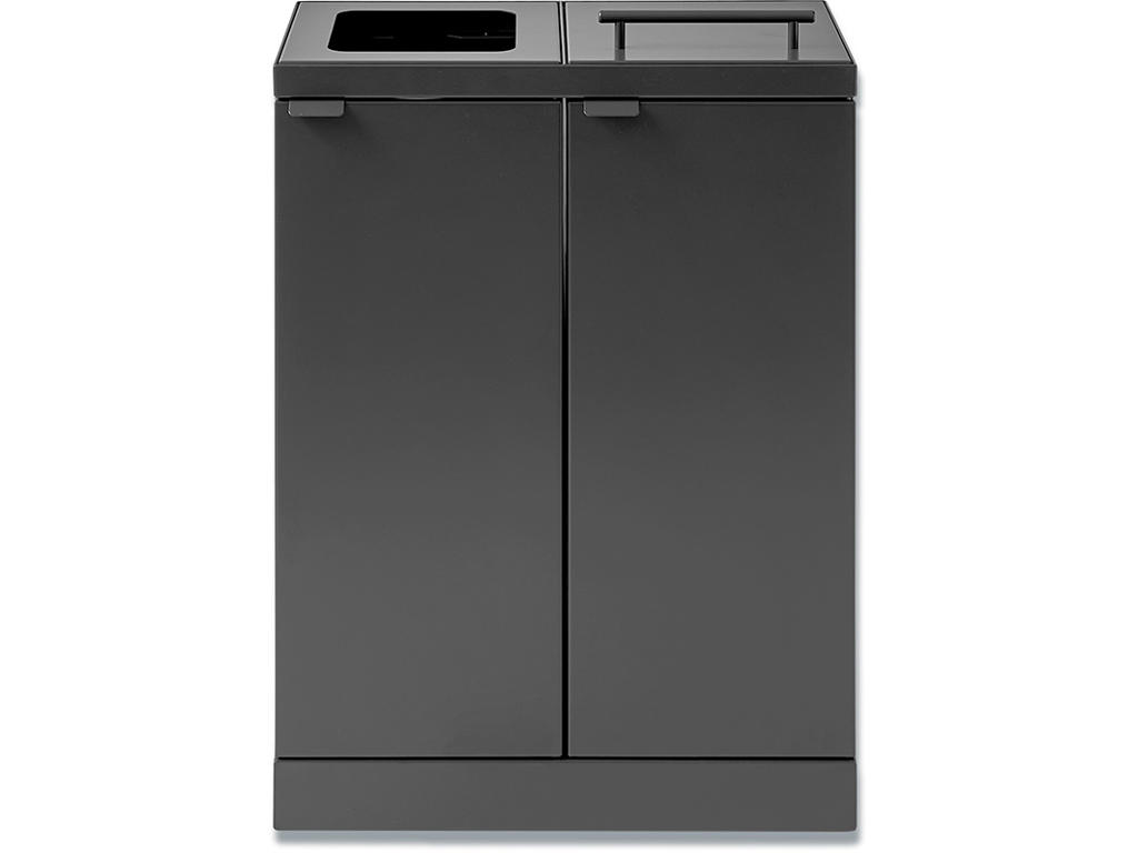 Affaldsspand, 2x45 liter, Åben og låg, Antracit, Bica Basic 886