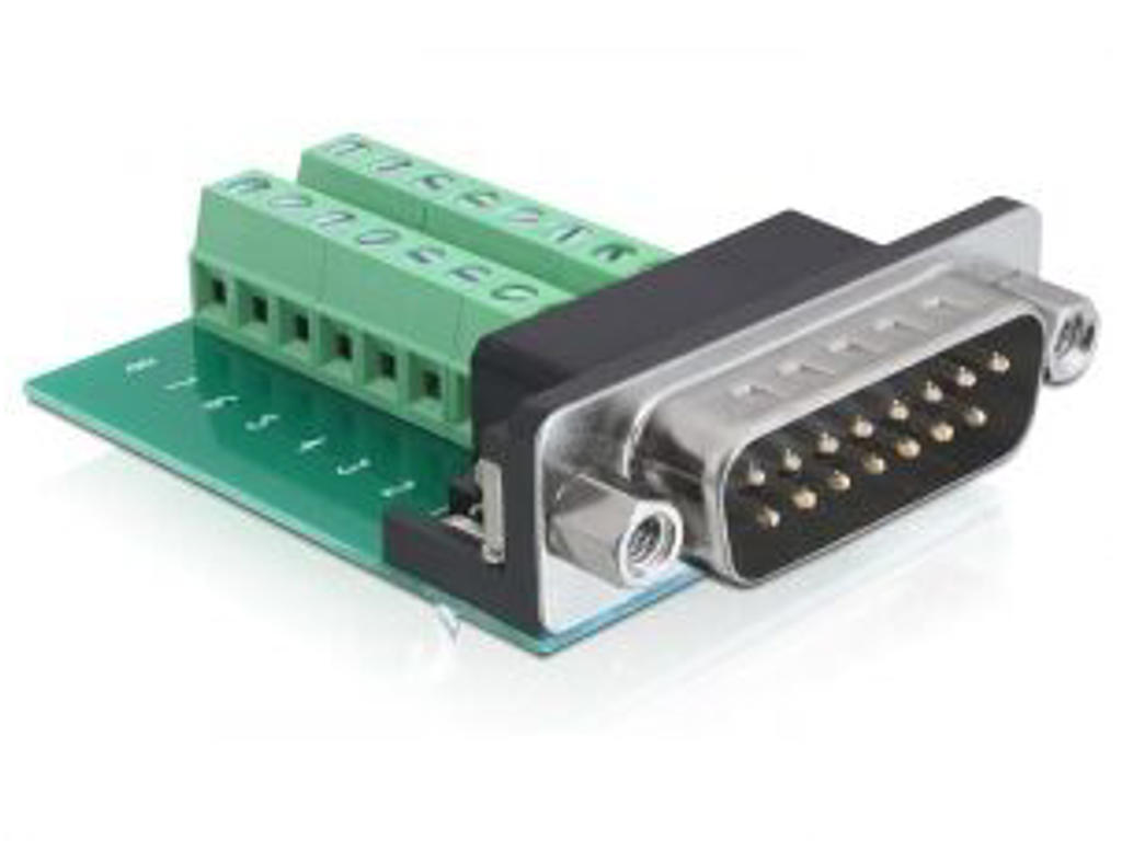 DeLOCK 65275 kabel kønsskifter Sub-D 15 pin Gameport 16 pin Terminal block Grøn
