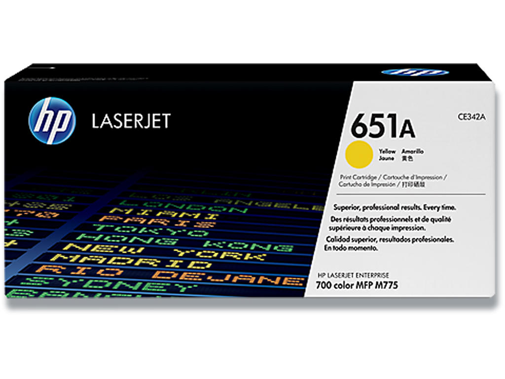 Toner, 651A, Yellow-gul, 16.000 sider, HP CE342A