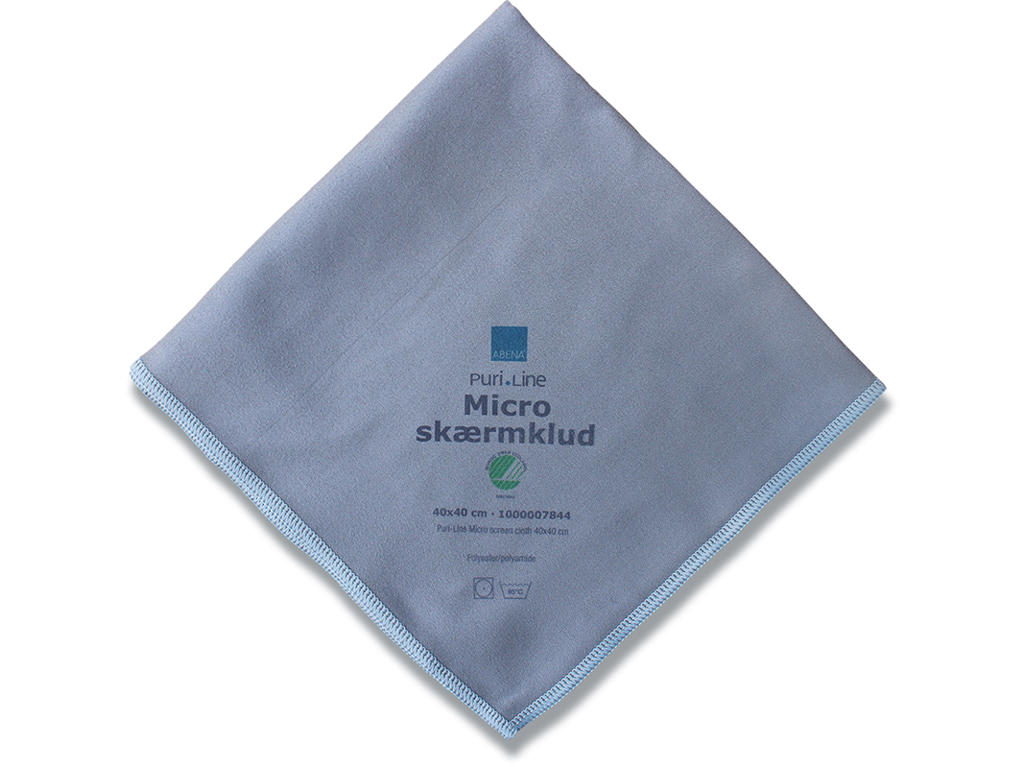 Skærmklud, 40x40 cm, Grå, Mikrofiber, Ridsefri, 10 stk, Abena Puri-Line