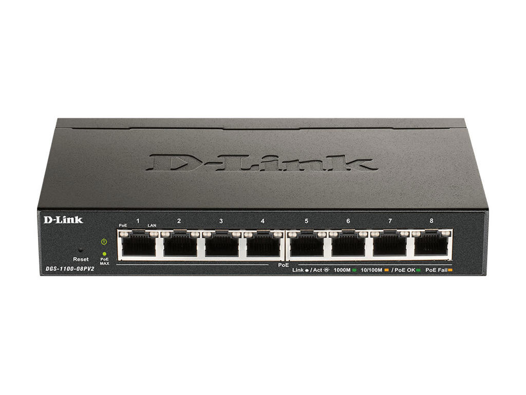 D-Link DGS-1100-08PV2 Administreret L2/L3 Gigabit Ethernet (10/100/1000) Strøm over Ethernet (PoE) Sort