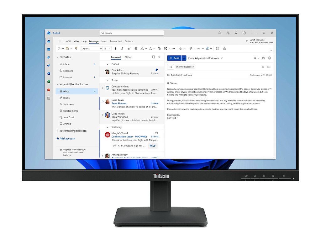 Lenovo ThinkVision S24-4e computerskærm 60,5 cm (23.8") 1920 x 1080 pixel Fuld HD LED Sort
