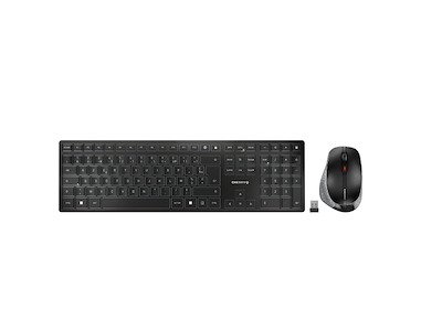 CHERRY DW 9500 SLIM tastatur Mus inkluderet Universel RF trådløs + Bluetooth AZERTY Fransk Sort, Grå