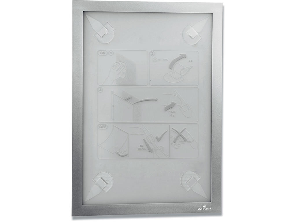 Inforamme, A4, Sølv, 4 klæbe punkter, 1 stk, Durable DURAFRAME WALLPAPER