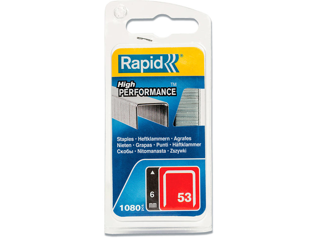 Hæfteklammer, Klamme 53/6, 1.080 klammer, Rapid High Performance Nr. 53