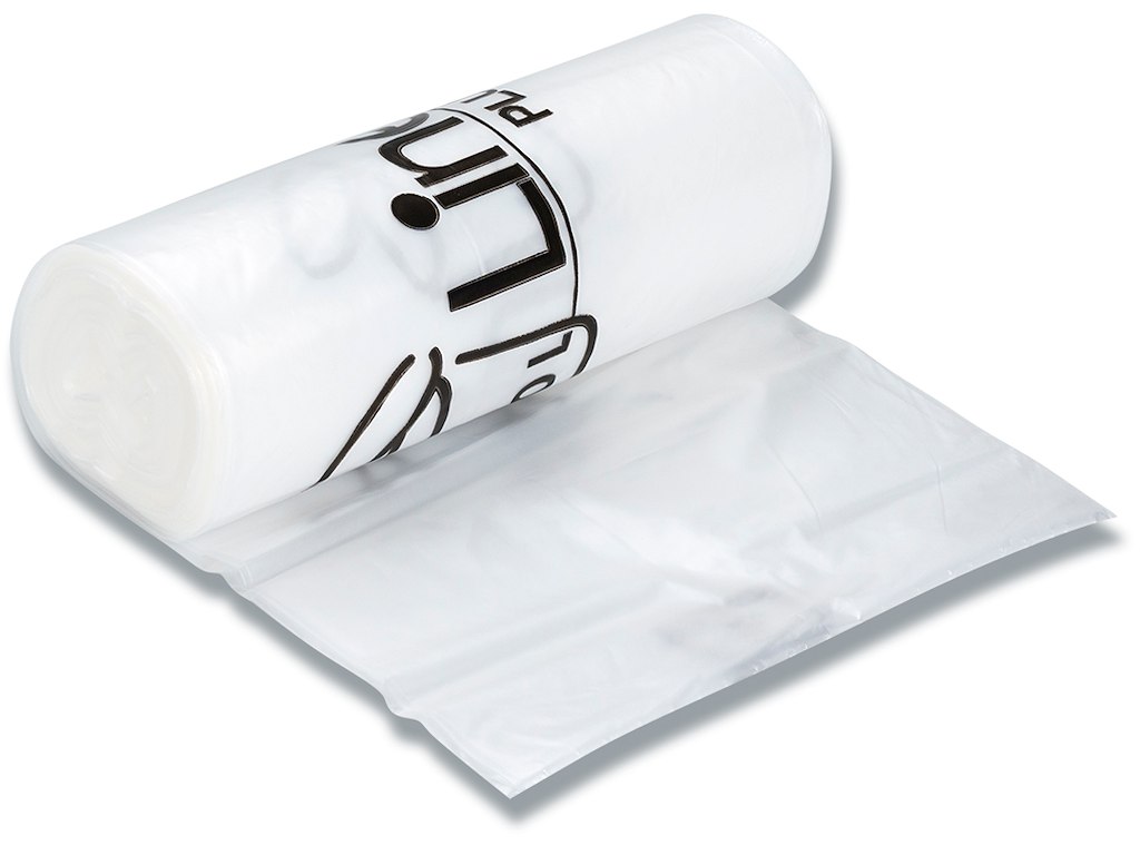 Affaldspose, 40 liter, 20 micron, Transparent, 3 ruller, 15 poser pr rulle, Bin-Line Rul-a-poser