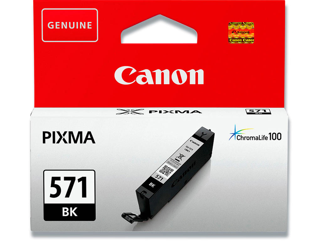 Blækpatron, 1 stk, 398 sider, Black-sort, Canon CLI-571BK