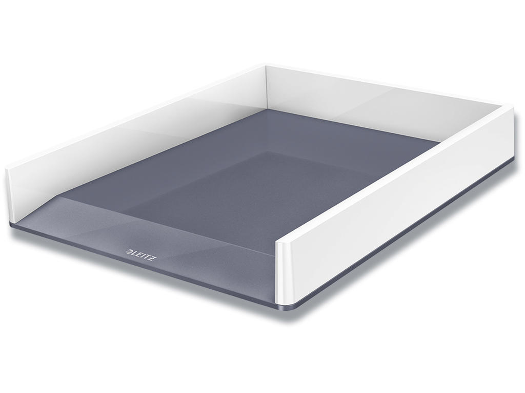 Brevbakke, Grå-hvid, A4 C4 og folio, Udvendig: B26.7xH4.9xD33.6 cm, Leitz Dual WOW 