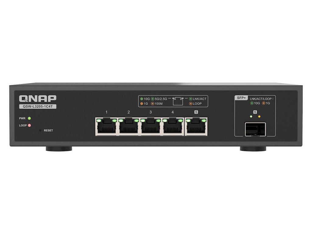 QNAP QSW-L3205-1C4T 4 Administreret 10G Ethernet (100/1000/10000) Desktop Sort