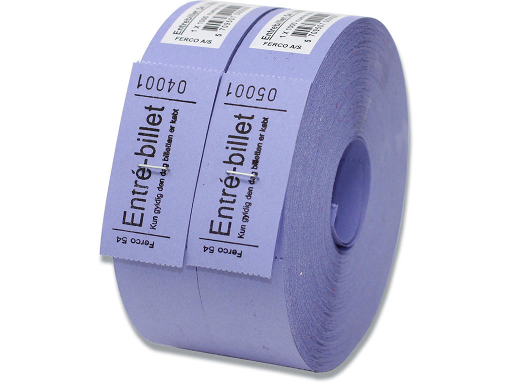 Entrebillet nr. 54 Lilla 1000stk/rl.