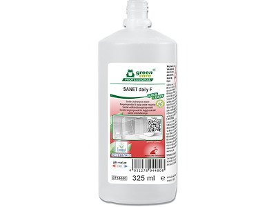 Sanitetsrengøring, Sur-kalkhæmmende, Uden farve og parfume, 325 ml, Green Care SANET daily zero% Quick & Easy