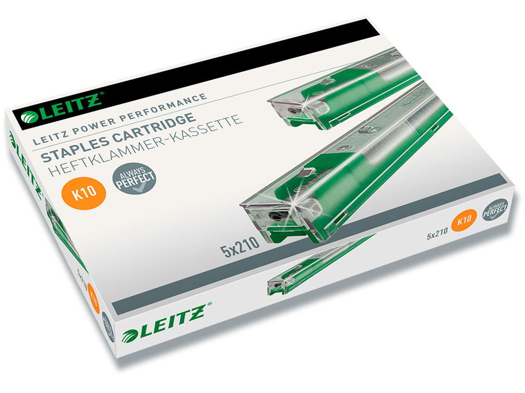 Hæfteklammekassette, K10 26/10, 5x210 klammer, HD 5551, Leitz Power Performance K10 Grøn