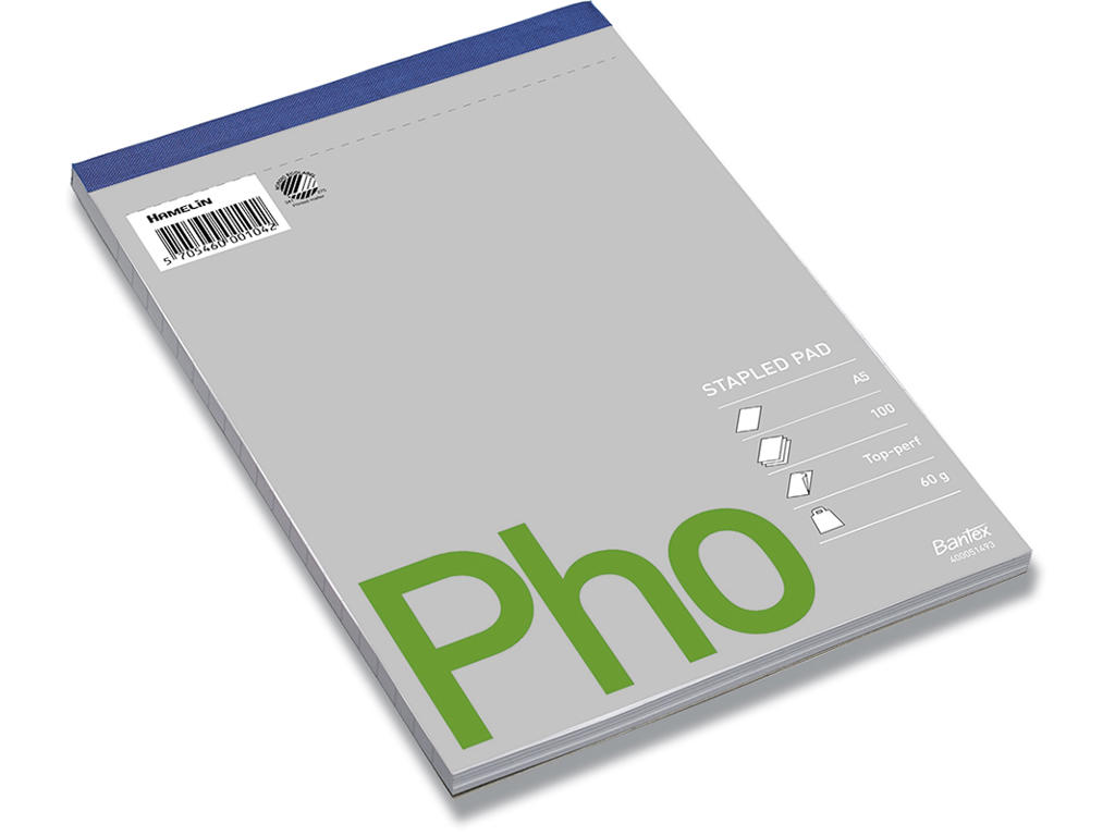 Papirblok, Ulinjeret, A5, 5 blokke, Bantex Telefonblok 