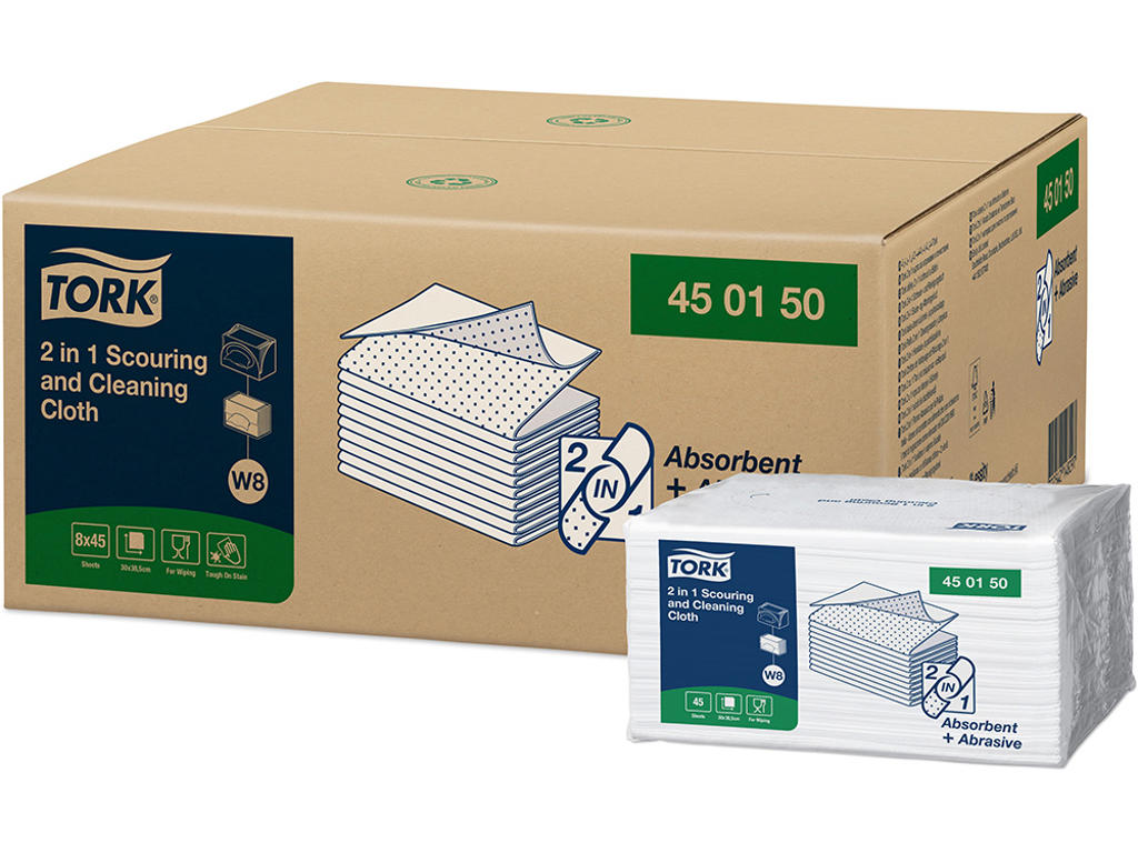 Aftørringsklud, Allround, Hvid, 360 klude, Tork 2-i-1 W8