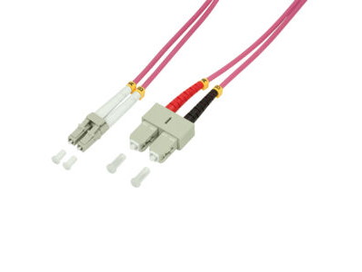 LogiLink 1m LC-SC InfiniBand og fiberoptisk kabel Lyserød