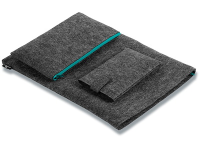 Sleeve, 16.4'' Laptops Notebooks, PET-filt, Mørkegrå med grøn effekt, Durable EFFECT MultiBag