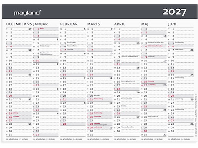 Bordkalender, 2027, Kontor - Bord, Moderne, 7 måneder pr. side, Mayland